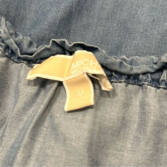 Michael Kors Blue Denim Off The Shoulder Blouse - Picture 4 of 4